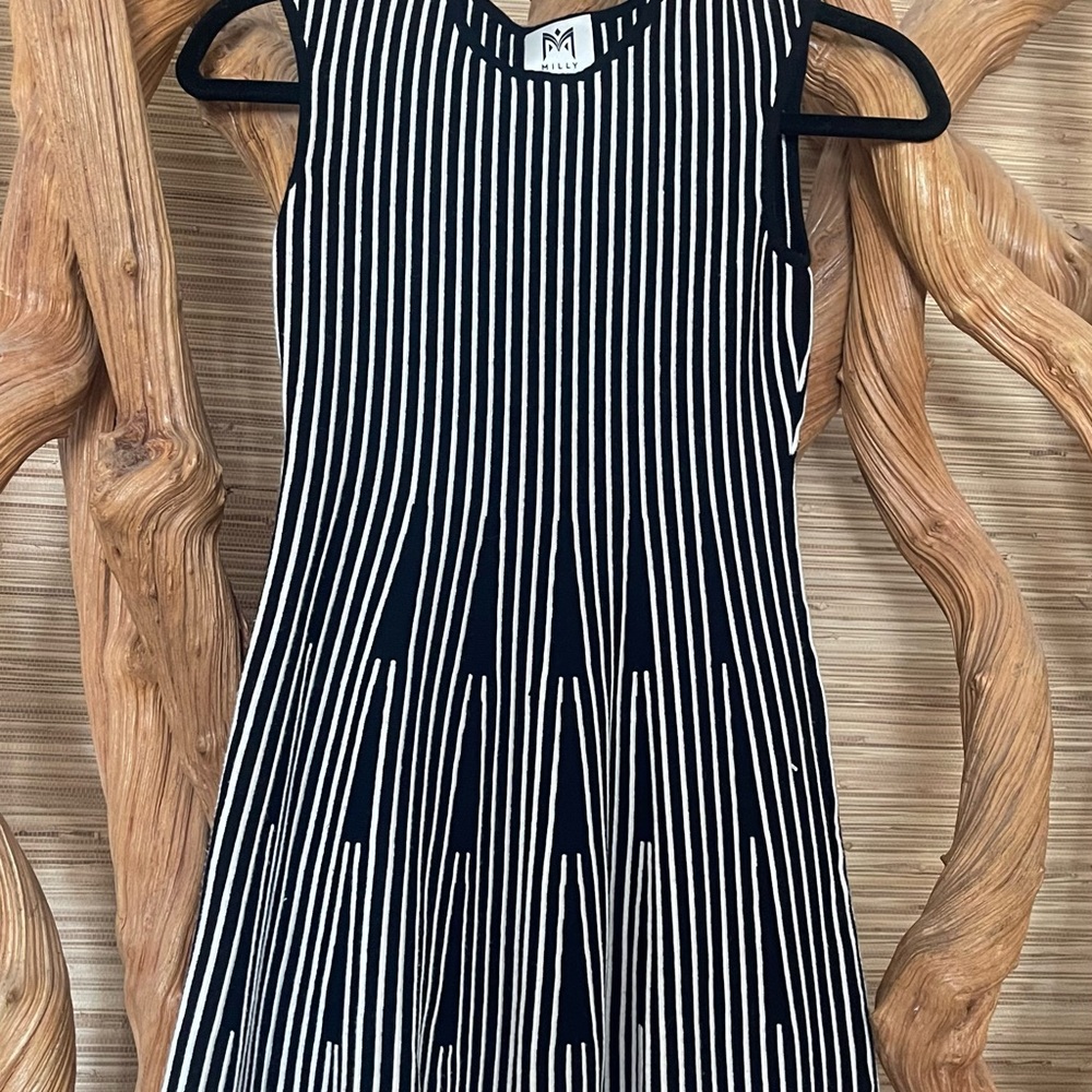 Girls Milly Minis Black and White Striped Dress size 12 sweater spring designer